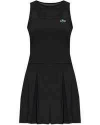 Lacoste - Pleated Mesh-Panel Mini Dress - Lyst