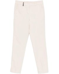 Peserico - Logo-Detail Cotton Trousers - Lyst
