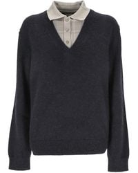 Loewe - Trui Met V-Hals En Lange Mouwen - Lyst