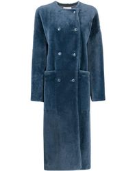 Inès & Maréchal Fur Double-breasted Coat - Blue