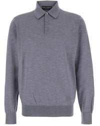 Dolce & Gabbana - Long-Sleeve Knitted Polo Shirt - Lyst