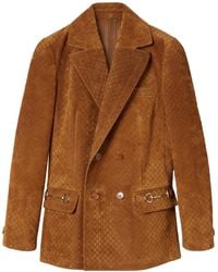 Gucci - Suede Leather Double-Breasted Jacket - Lyst
