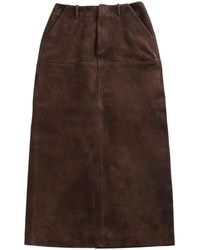 Atelier- New York - Suede Midi Skirt - Lyst