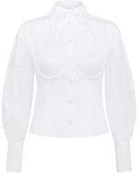 Violante Nessi - Bellezza Corset Puffed-Sleeve Shirt - Lyst