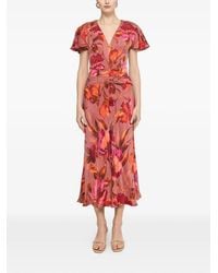 Nissa - Floral Print Midi Dress - Lyst