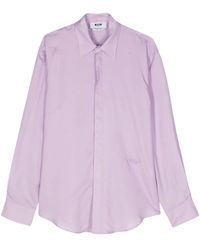 MSGM - Pointed-collar Satin Shirt - Lyst