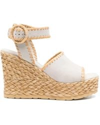 Paloma Barceló - Cindy Buckle Straw Wedge Sandals - Lyst