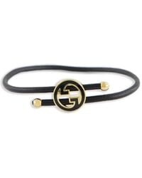 Gucci - Leren Armband Met Messing - Lyst