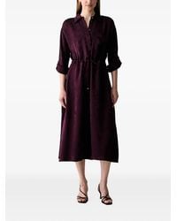 Liu Jo - Floral-Jacquard Drawstring-Waist Midi Dress - Lyst