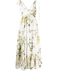 Erdem - Azami Floral-print Linen Maxi Dress - Lyst