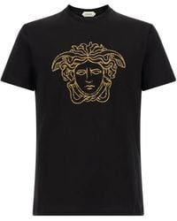 Versace - Embroidered-Logo Cotton-Jersey T-Shirt - Lyst
