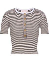 Valentino Garavani - Striped Intarsia-knit Top - Lyst