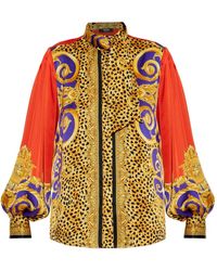 Versace - Top Met Pofmouwen En Barokprint - Lyst