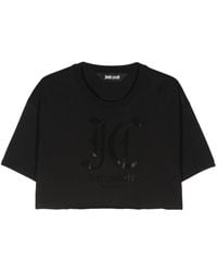Just Cavalli - Rhinestone-logo Cotton T-shirt - Lyst