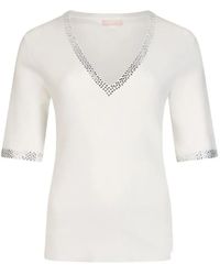 Liu Jo - Knit T-Shirt With Gemstones - Lyst