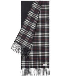 Burberry - Check-Print Cashmere Reversible Scarf - Lyst