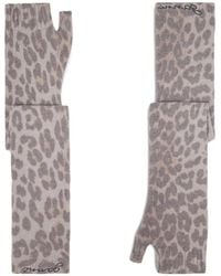 Ganni - Leopard-Print Fingerless Gloves - Lyst
