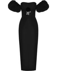 ANOUKI - Off-Shoulder Midi-Jurk Met Pofmouwen - Lyst