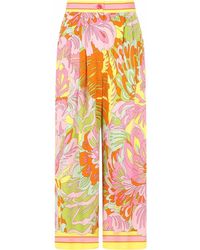 Dolce & Gabbana - Pantalon ample court en soie à fleurs - Lyst