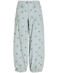 Free People - Lotus Striped Embroidered-Motif Jeans - Lyst
