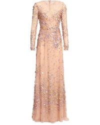 Elie Saab - Abito Lungo Con Paillettes - Lyst