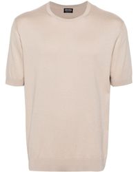 Zegna - Crew-neck Knitted Cotton T-shirt - Lyst