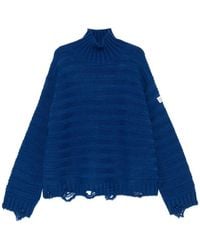 MM6 by Maison Margiela - Distressed Ribbed-Knit Sweater - Lyst