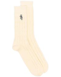 Sporty & Rich - Cable-Knit Logo-Embroidered Socks - Lyst