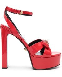 Versace - Bow-Detail Patent Leather Sandals - Lyst