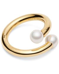 Ambush - Kleiner Barbell Ring mit Perlen - Lyst