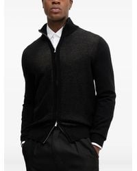 BOSS - High-Neck Zip-Up Cardigan - Lyst