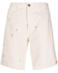 President's - Floral-embroidered Cotton Shorts - Lyst