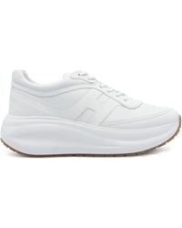 Hogan - Leather Round-Toe Sneakers - Lyst