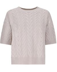 Max Mara - Cable-Knit Short-Sleeve T-Shirt - Lyst