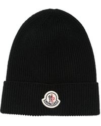 Moncler - Gerippte Beanie mit Logo-Patch - Lyst