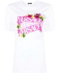 Versace - T-Shirt Met Logoprint - Lyst