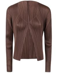 Pleats Please Issey Miyake - Pleated Long-Sleeved Cardigan - Lyst