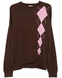Liu Jo - Argyle-Intarsia Rhinestone-Embellished Sweater - Lyst