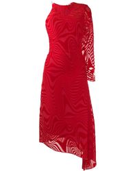 Marine Serre Asymmetrische Jurk - Rood