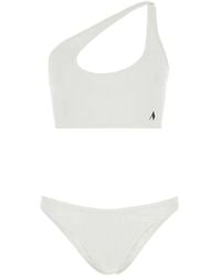 The Attico - Logo-Embroidered Ribbed Bikini - Lyst