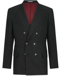 Brunello Cucinelli - Mouliné Virgin Wool Twill One-And-A-Half Breasted Deconstructed Blazer With Metal Buttons - Lyst