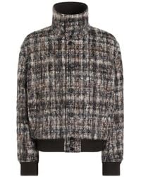 Dolce & Gabbana - Check-Pattern Bomber Jacket - Lyst