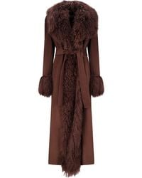 GIUSEPPE DI MORABITO - Faux-Fur Collar Belted Coat - Lyst