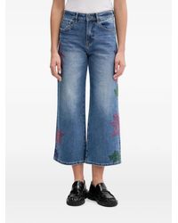 Desigual - Embroidered Cropped Jeans - Lyst