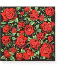 Dolce & Gabbana - Seidentwill-Schal Mit Rosen-Print 70Cm X 70Cm - Lyst