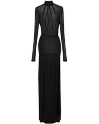 Saint Laurent - Sheer Long-sleeve Gown Dress - Lyst