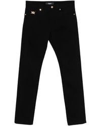 Versace - Low-Rise Straight Leg Jeans With Medusa Plaque Detail - Lyst