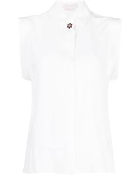 Saiid Kobeisy Brooch-detail Sleeveless Shirt - White