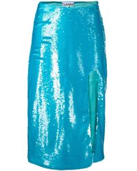 Ganni - Sequin-embellished Midi Skirt - Lyst