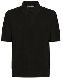 Dolce & Gabbana - Silk Jacquard Polo Shirt With Dg Logo - Lyst